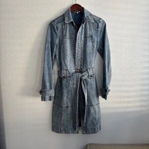 Free People Blue Denim Long Belted Coat/Dress